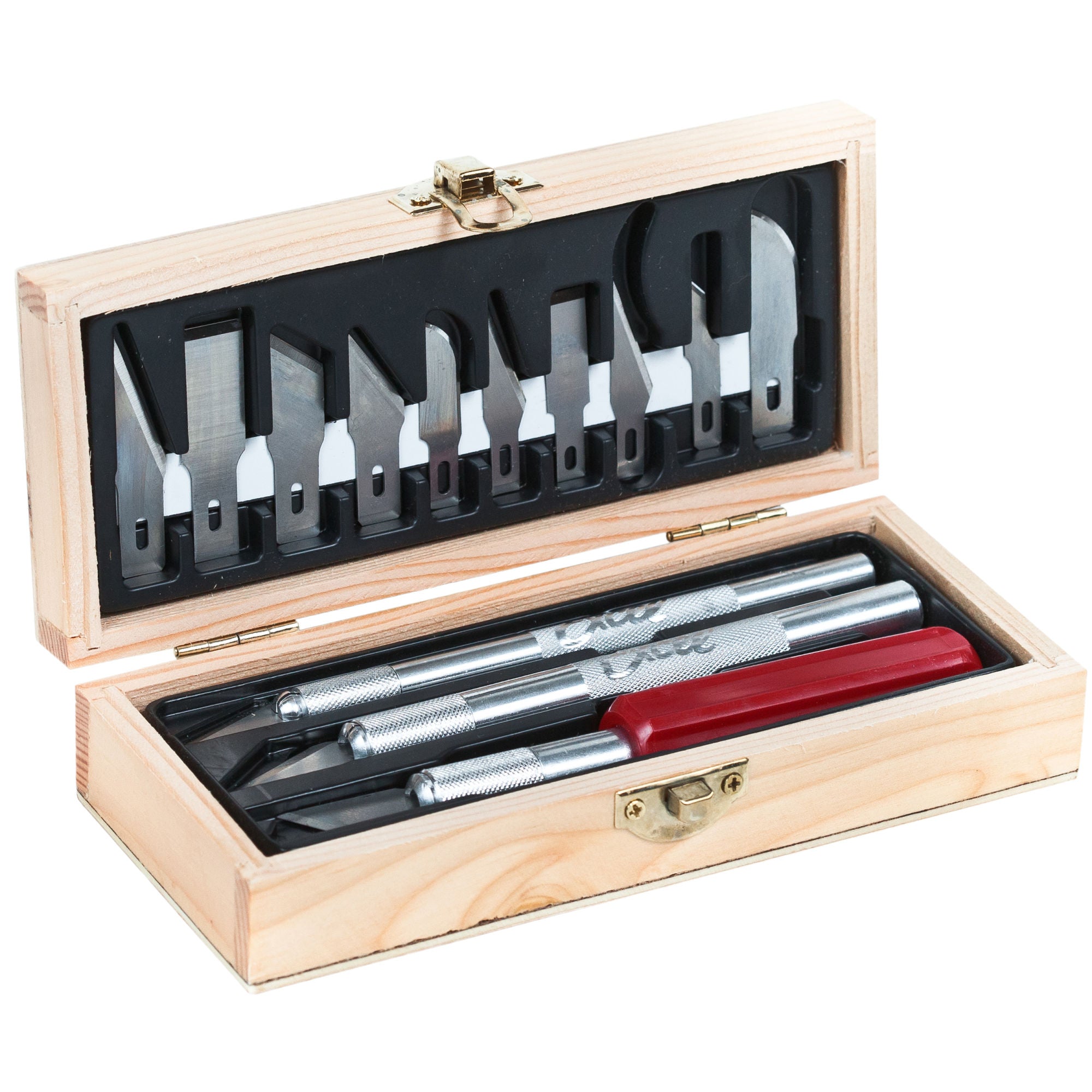 EXL44282-9 [file:EXL44282-9.jpg] Hobby Knife Set with Wooden Box