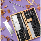 EXL44286-6 [file:EXL44286-6.jpg] Deluxe Wooden Knife & Tool Set (Boxed)