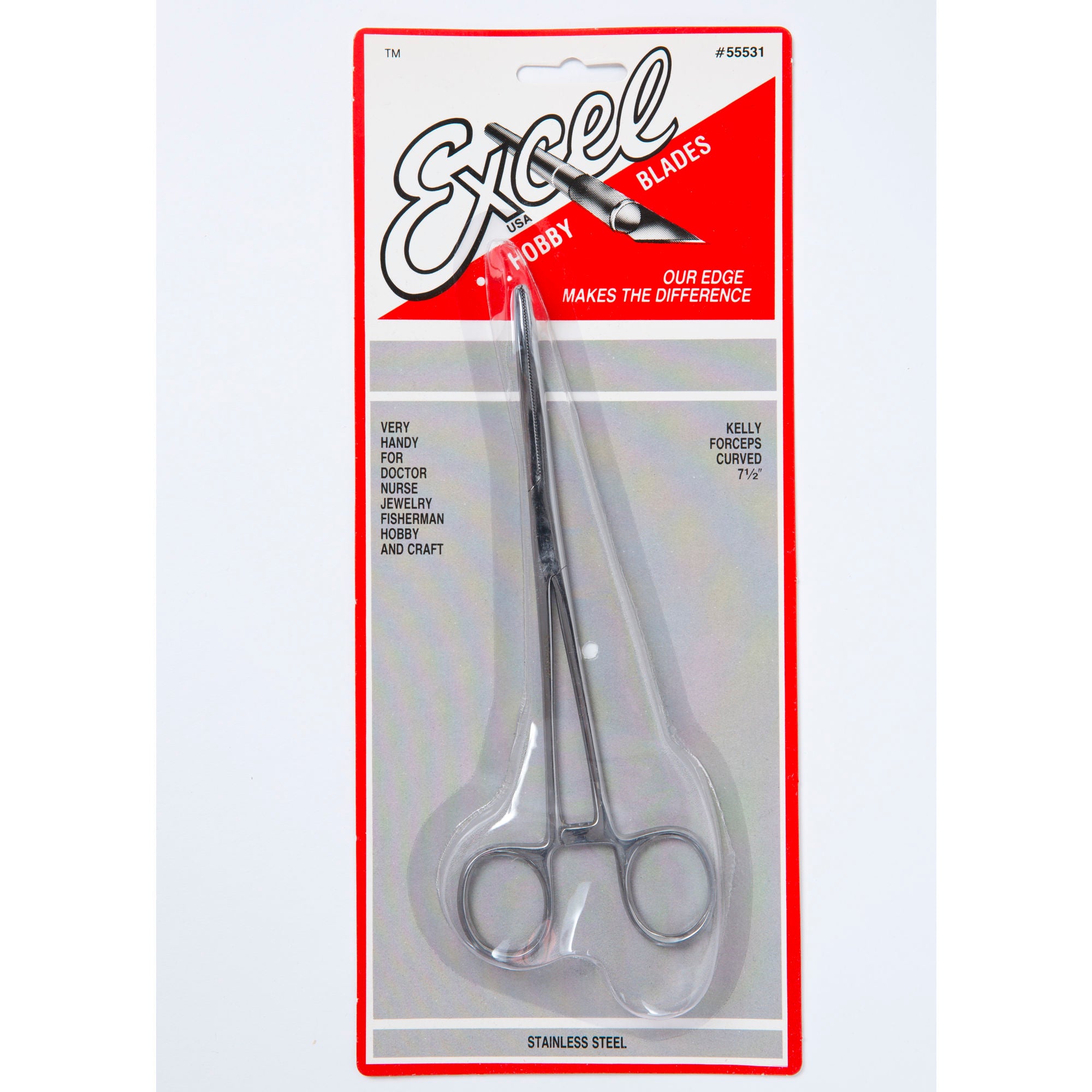 EXL55531-9 [file:EXL55531-9.jpg] Stainless Steel Hemostats, Curved Nose 7.5in (Carded)