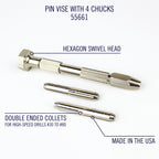 EXL55661-2 [file:EXL55661-2.jpg] Swivel Head Pin Vice with 4 Chucks (Carded)
