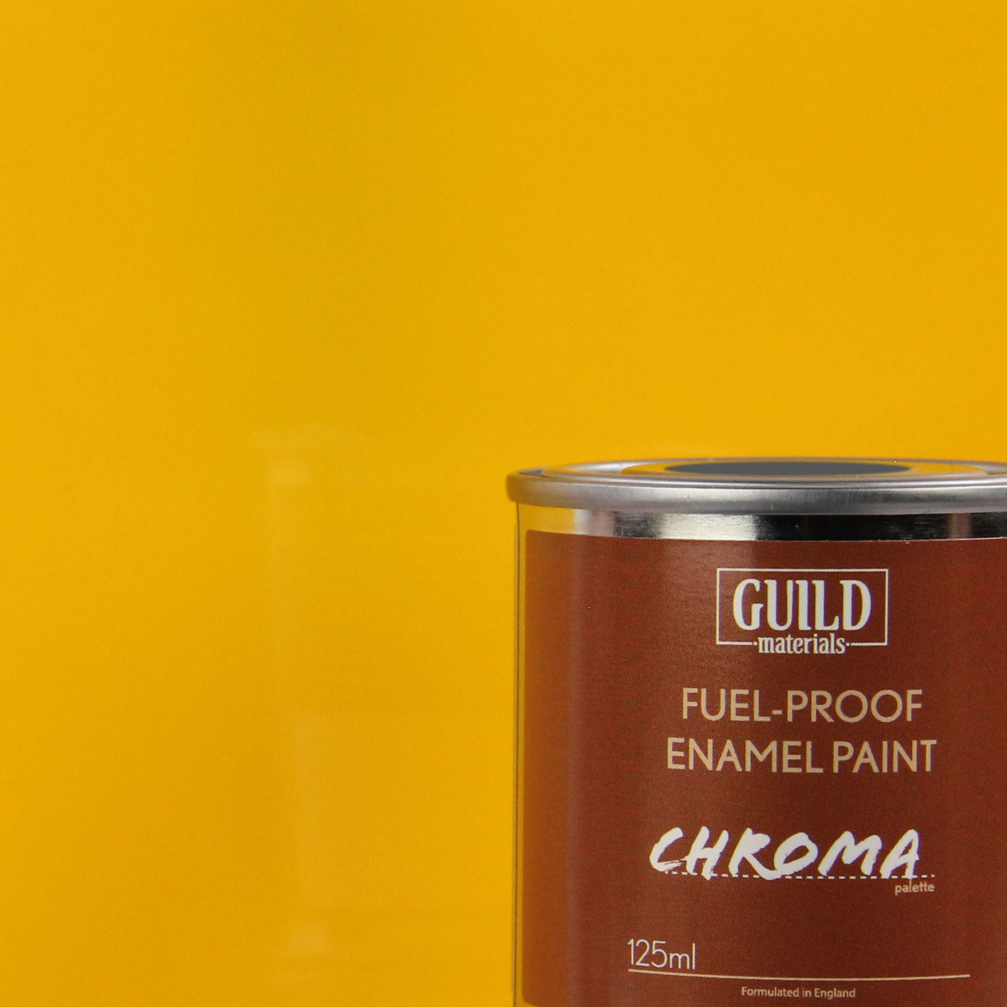 GLDCHR6202 [file:GLDCHR6202-1.jpg] Chroma Enamel Fuelproof Paint Gloss Cub Yellow (125ml Tin)