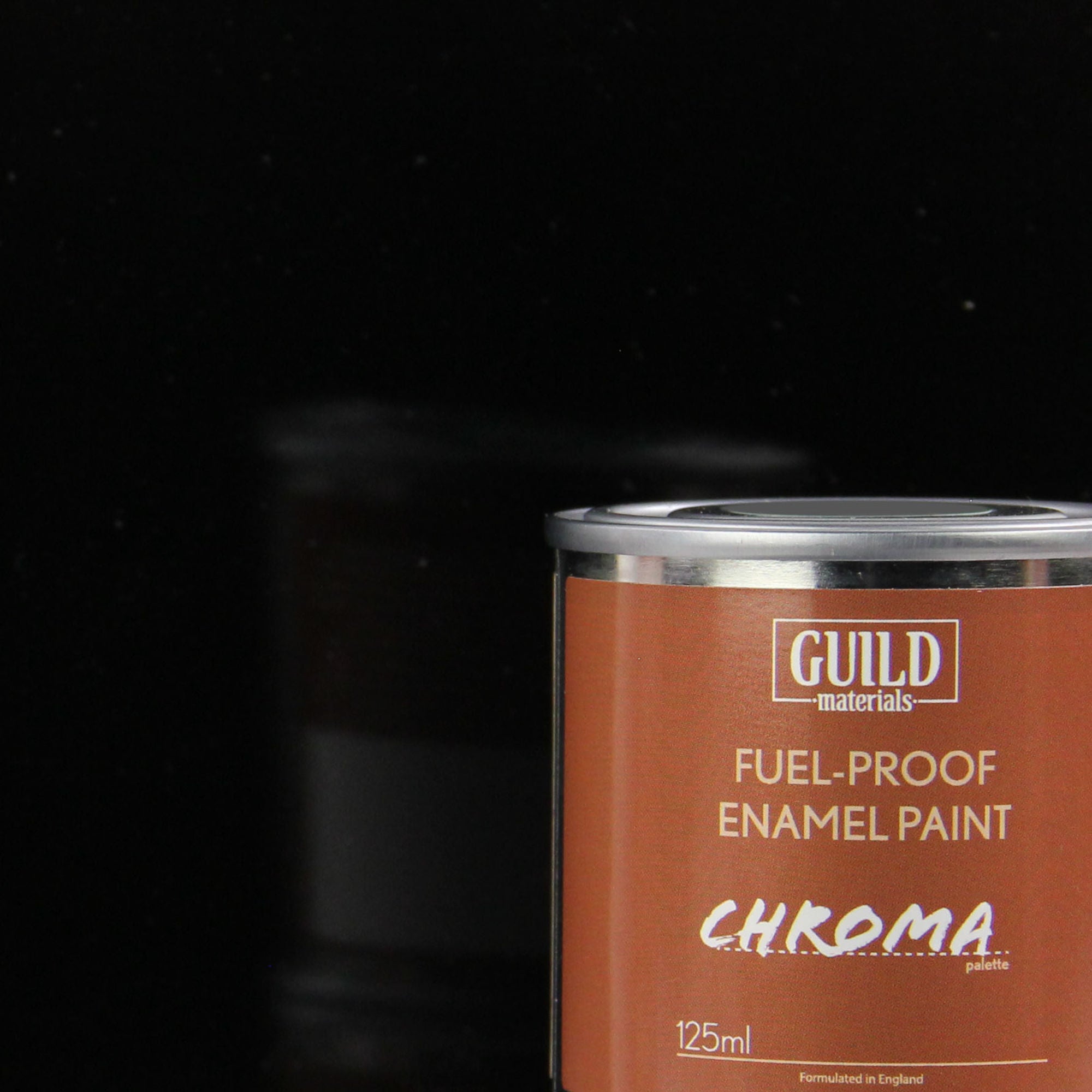 GLDCHR6203 [file:GLDCHR6203-1.jpg] Chroma Enamel Fuelproof Paint Gloss Black (125ml Tin)