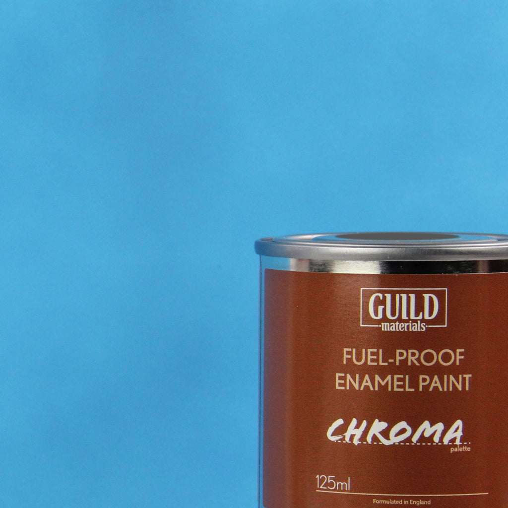 GLDCHR6305 [file:GLDCHR6305-1.jpg] Chroma Enamel Fuelproof Paint Matt Light Blue (125ml Tin)