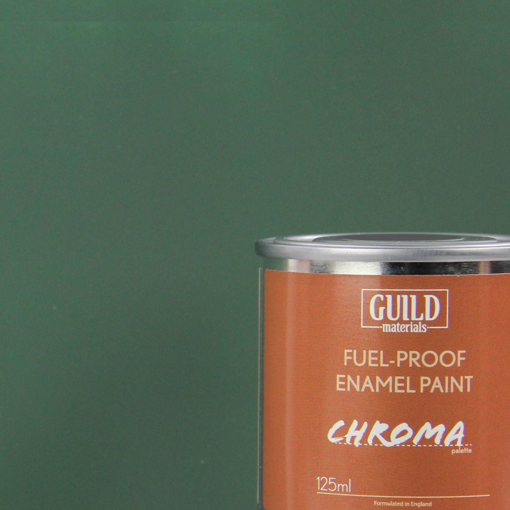 GLDCHR6312 [file:GLDCHR6312-1.jpg] Chroma Enamel Fuelproof Paint Matt Dark Green (125ml Tin)