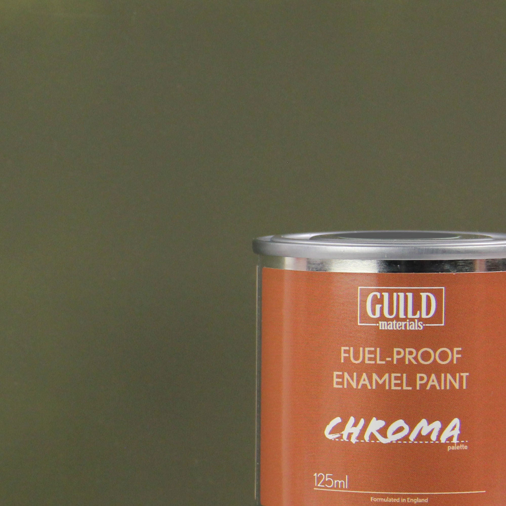 GLDCHR6315 [file:GLDCHR6315-1.jpg] Chroma Enamel Fuelproof Paint Matt Olive Drab (125ml Tin)