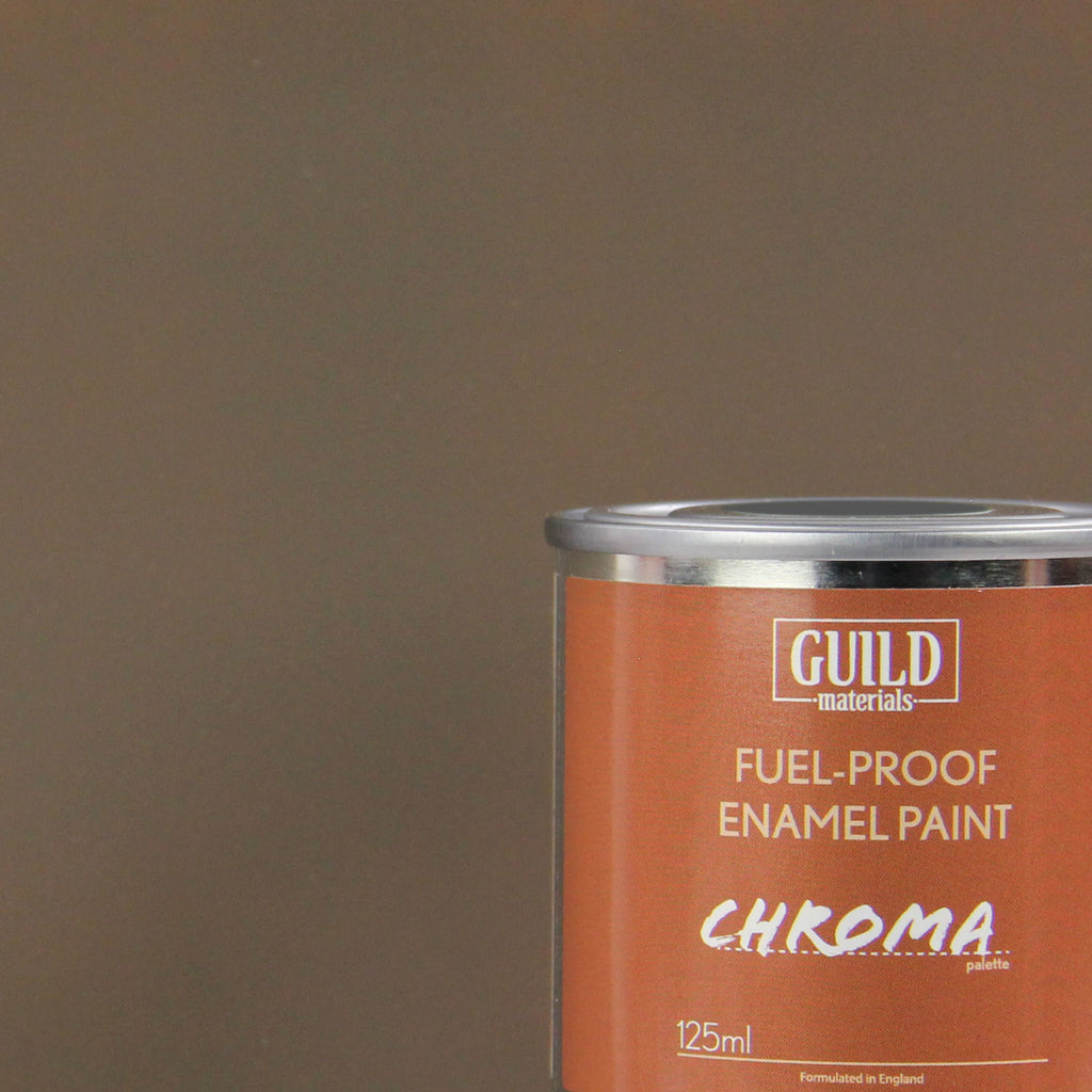GLDCHR6316 [file:GLDCHR6316-1.jpg] Chroma Enamel Fuelproof Paint Matt PC10 Dirty Brown (125ml Tin)