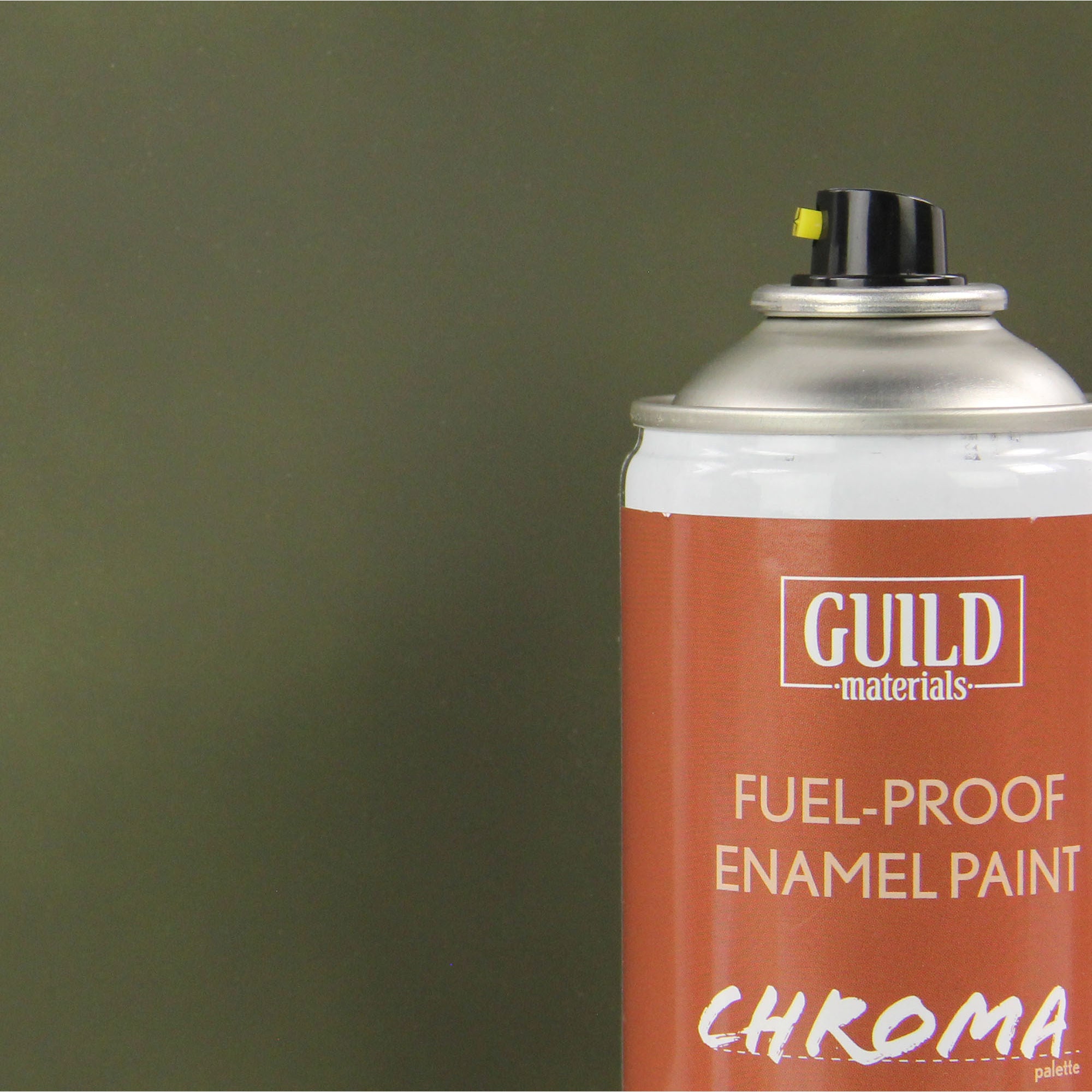 GLDCHR6515 [file:GLDCHR6515-1.jpg] Chroma Enamel Fuelproof Paint Matt Olive Drab (400ml Aerosol)