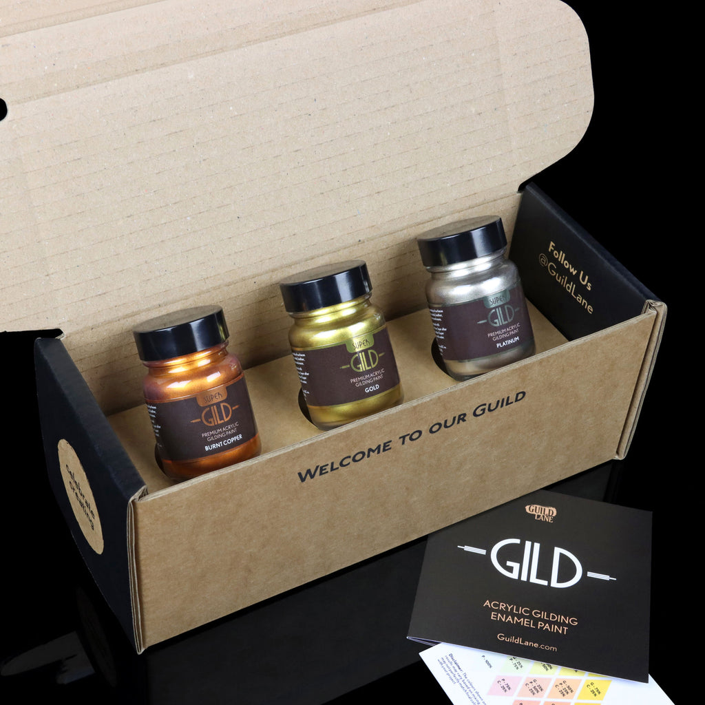 GLDS015 [file:GLDS015-1.jpg] Super GILD Set, Gold, Platinum, Burnt Copper (3x 30ml)