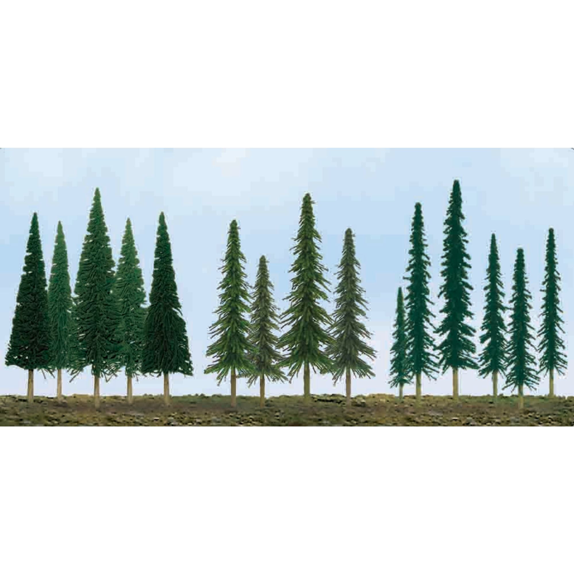 JTT92118 [file:JTT92118-1.jpg] Pine Conifer Spruce, 2.5in to 6in, N to HO-Scale, (90 pcs)