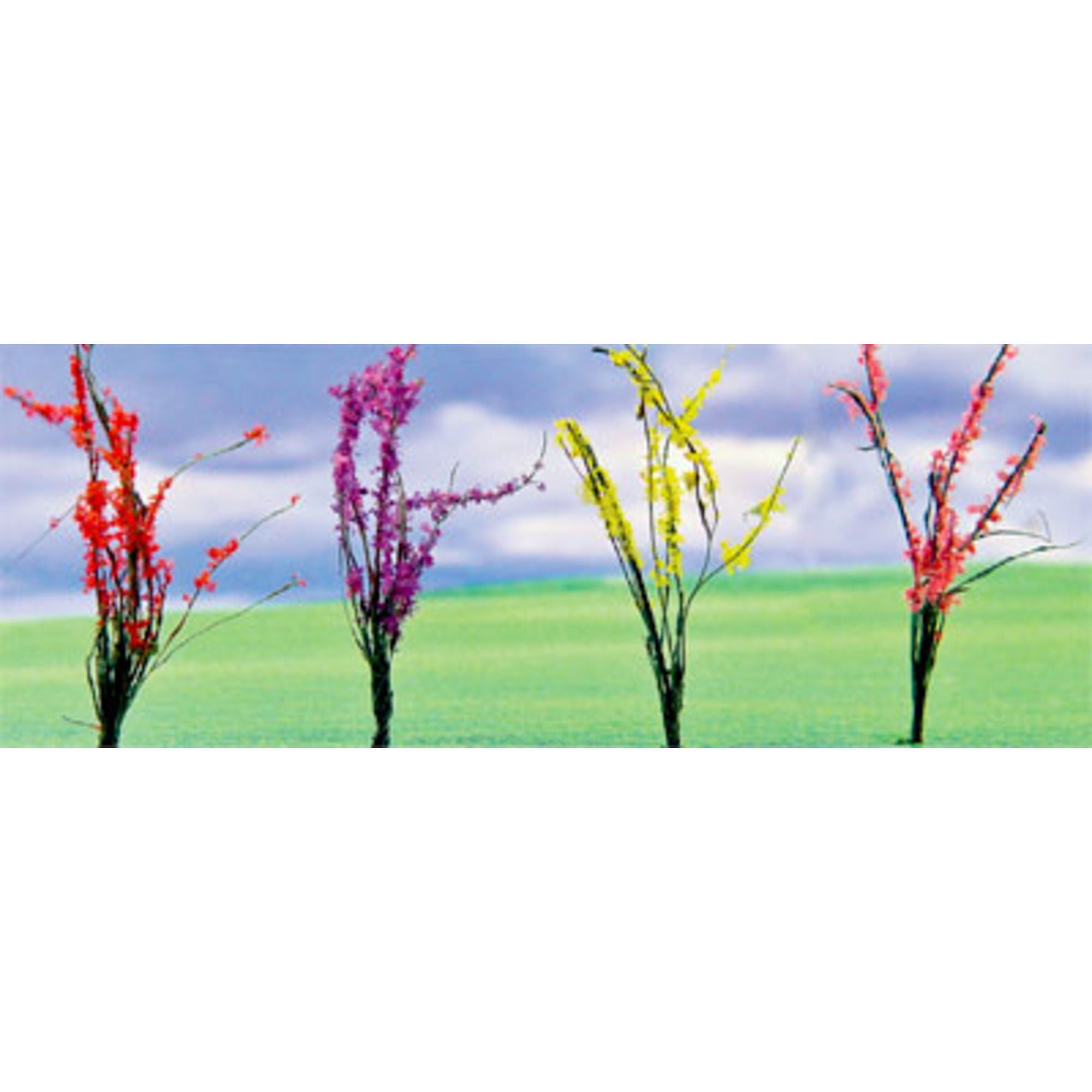 JTT95546-1 Flower Bushes Assorted, 1in to 1-1/2in, O-Scale, (32 pack)
