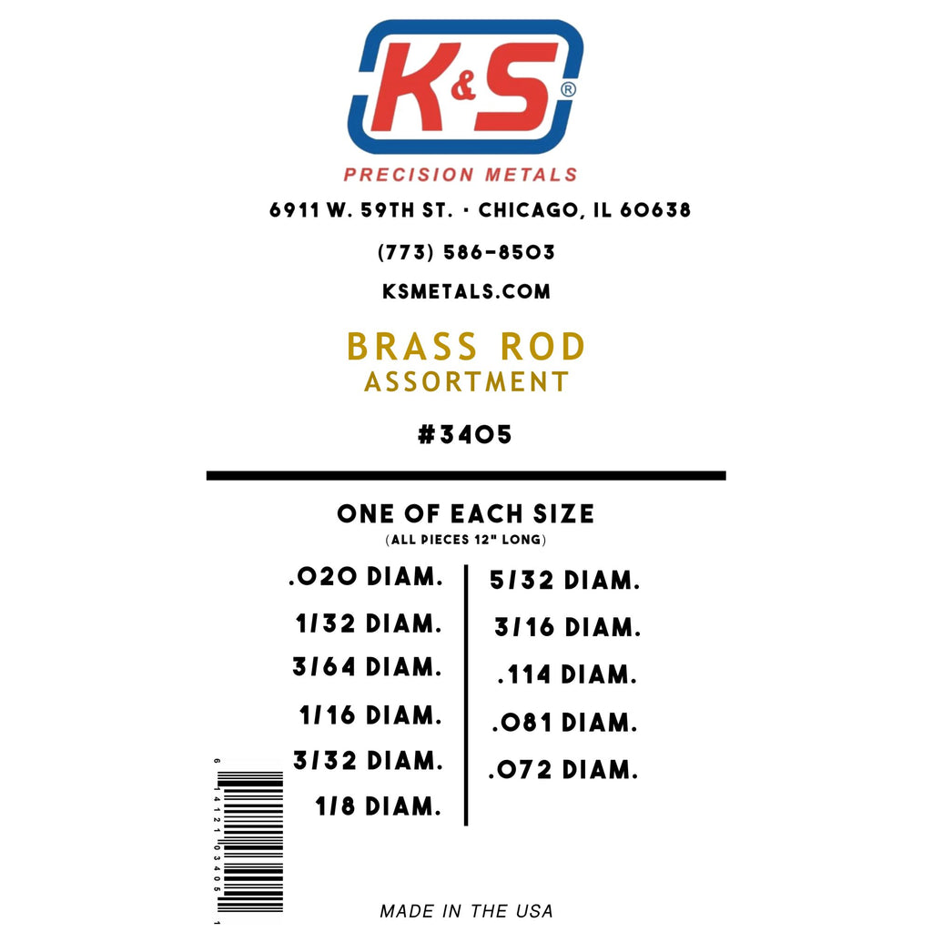 KNS3405-3 [file:KNS3405-3.jpg] Brass Rod Assortment (11 pcs)