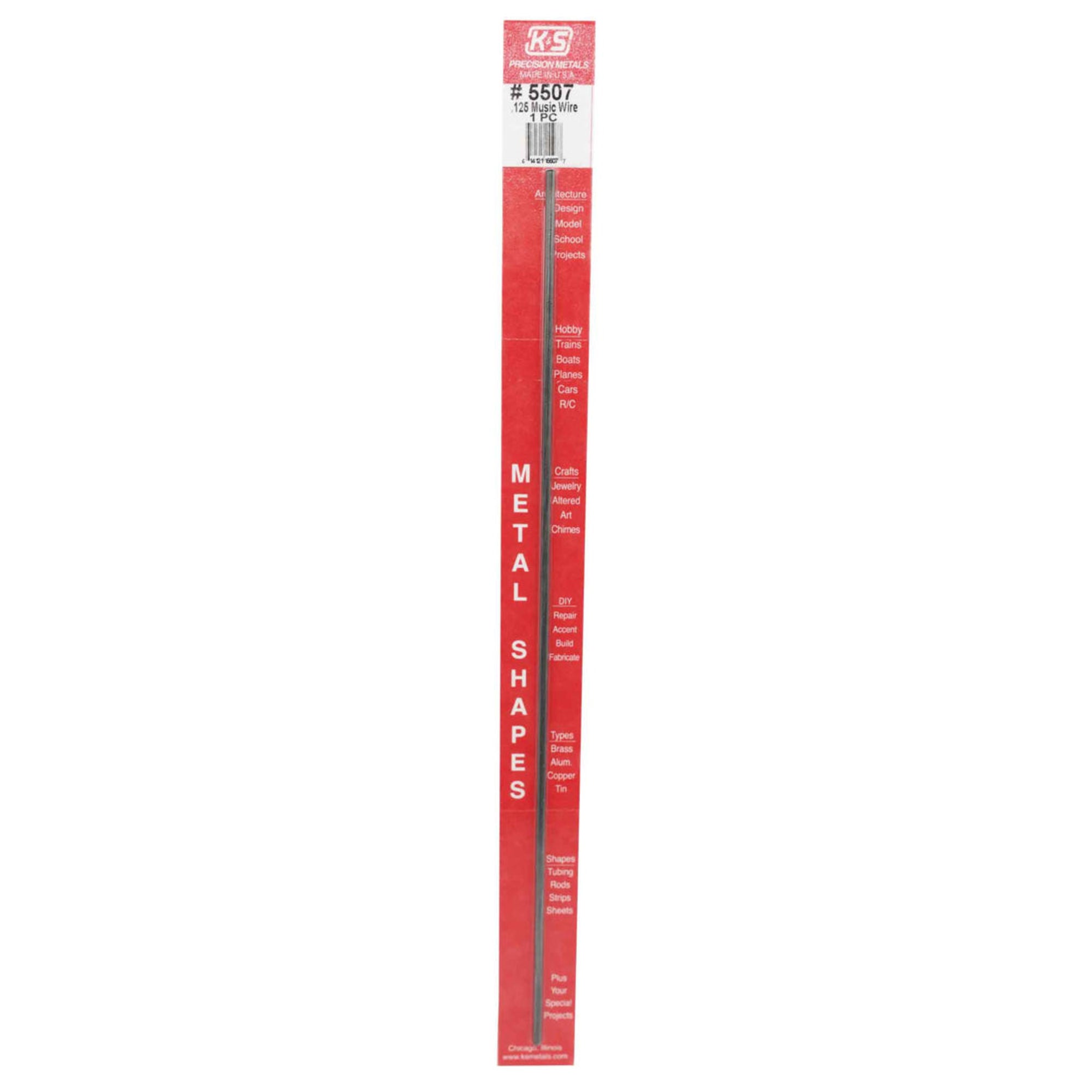 KNS5507 [file:KNS5507-1.jpg] Music/Piano Wire, .125 x 12in (1 pc)