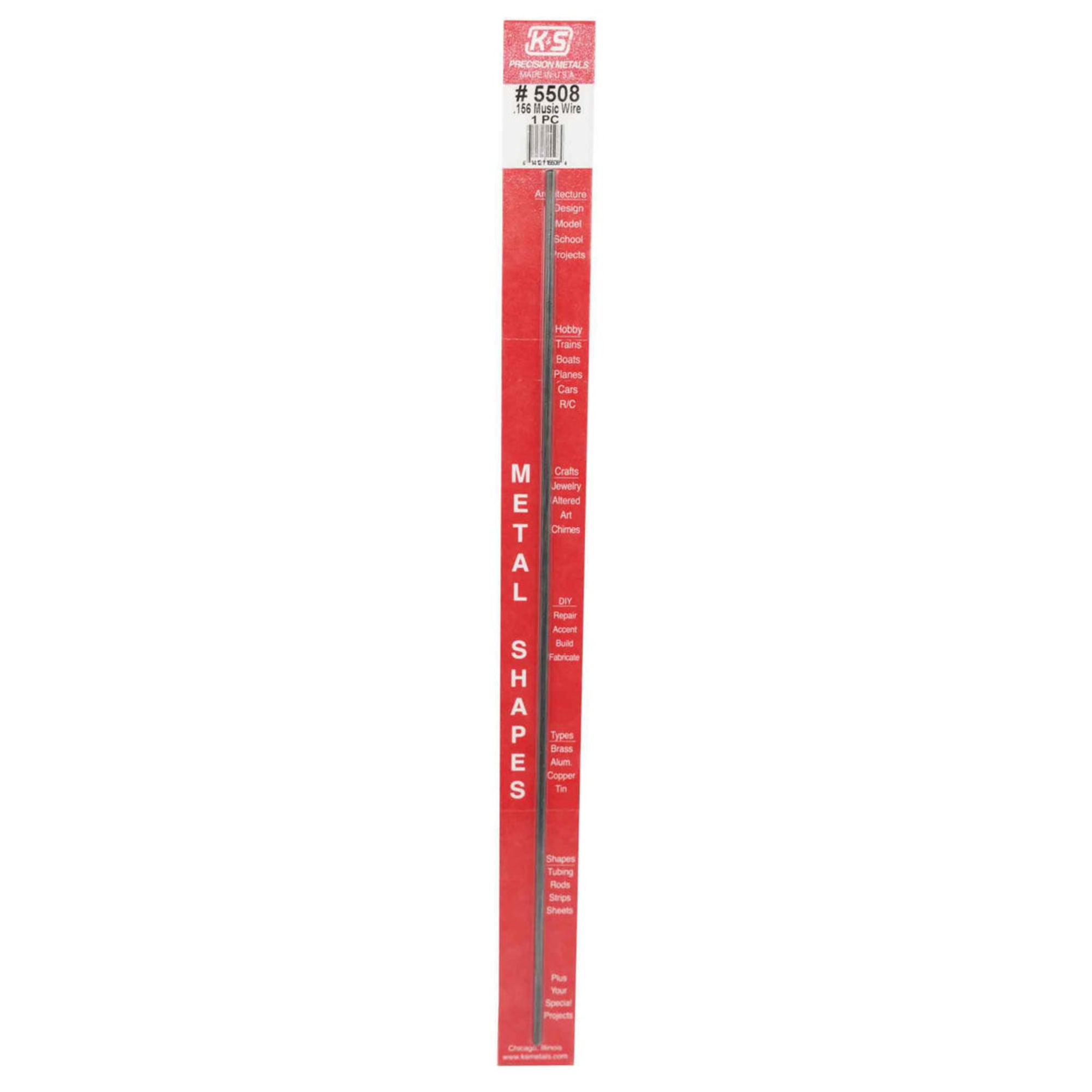 KNS5508 [file:KNS5508-1.jpg] Music/Piano Wire, .156 x 12in (1 pc)