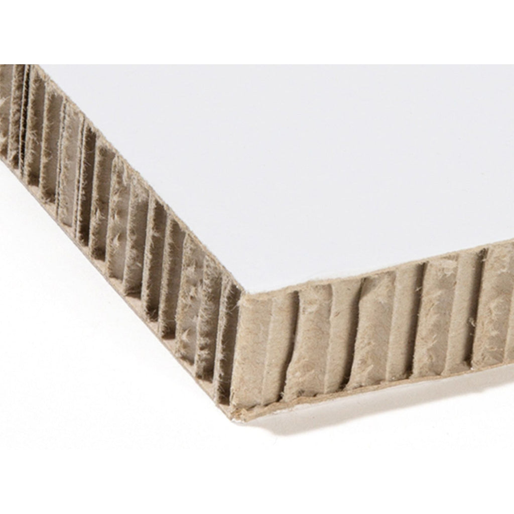 MOD0183215 [file:MOD0183215-1.jpg] Honeycomb board, cardboard clad, white, 20.0 x 750 x 1000 mm, 2600 g/m