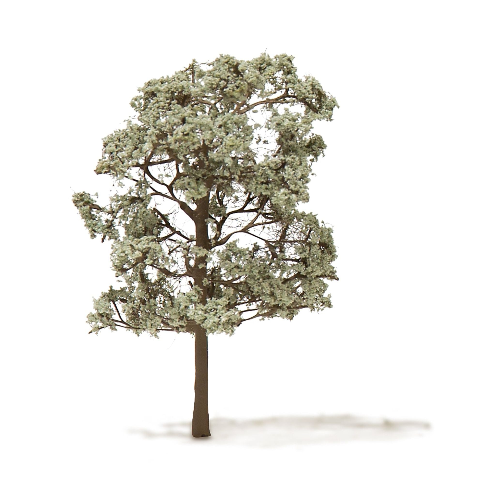 Etched brass deciduous trees, h=18 mm, pastel blue-green, brown trunk