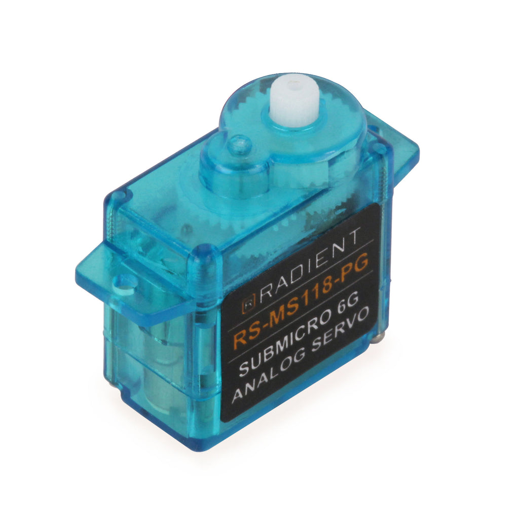 RDNA0407-1 [file:RDNA0407-1.jpg] RS-SM118-PG Sub-Micro 6g Analog Servo 1.2kg 0.10s 4.8 - 6.0V