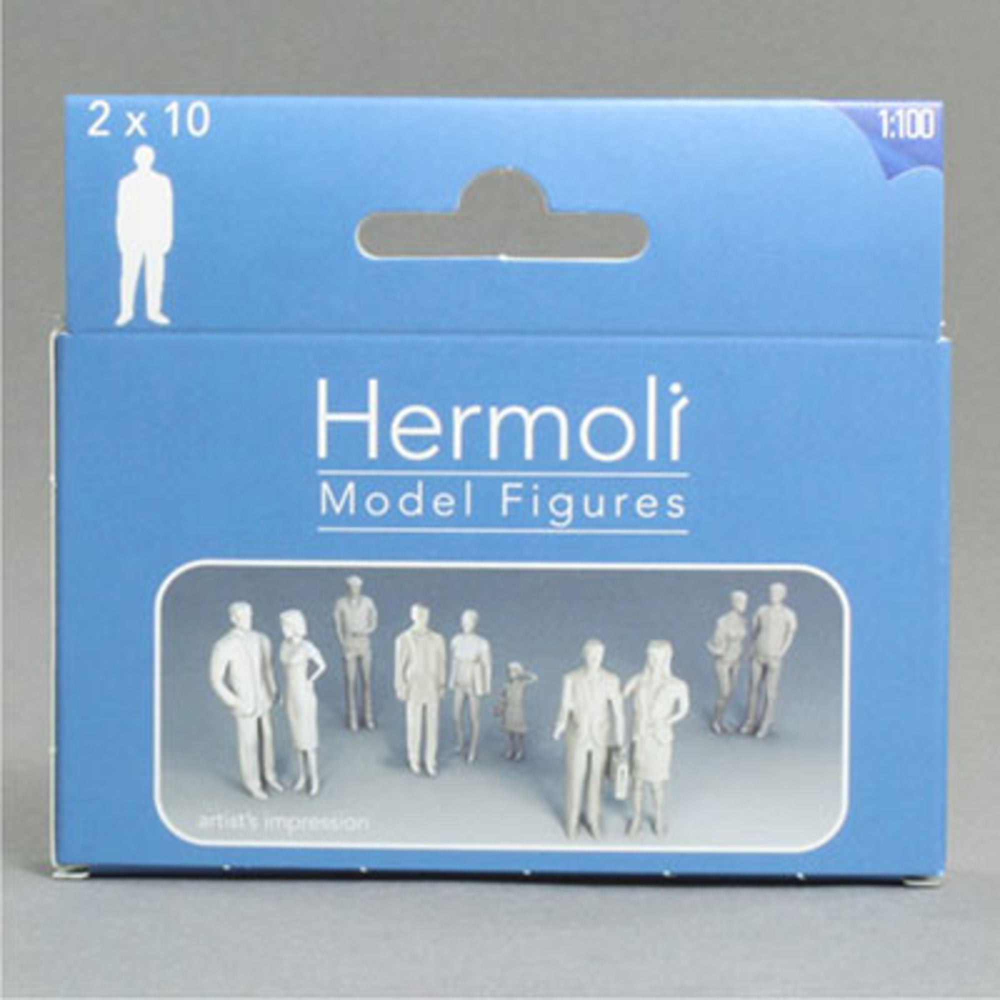 SCZ02-40110-20-5 Hermoli Standing Figures Clear 1:100 10 Types H = 18mm (20 pcs)