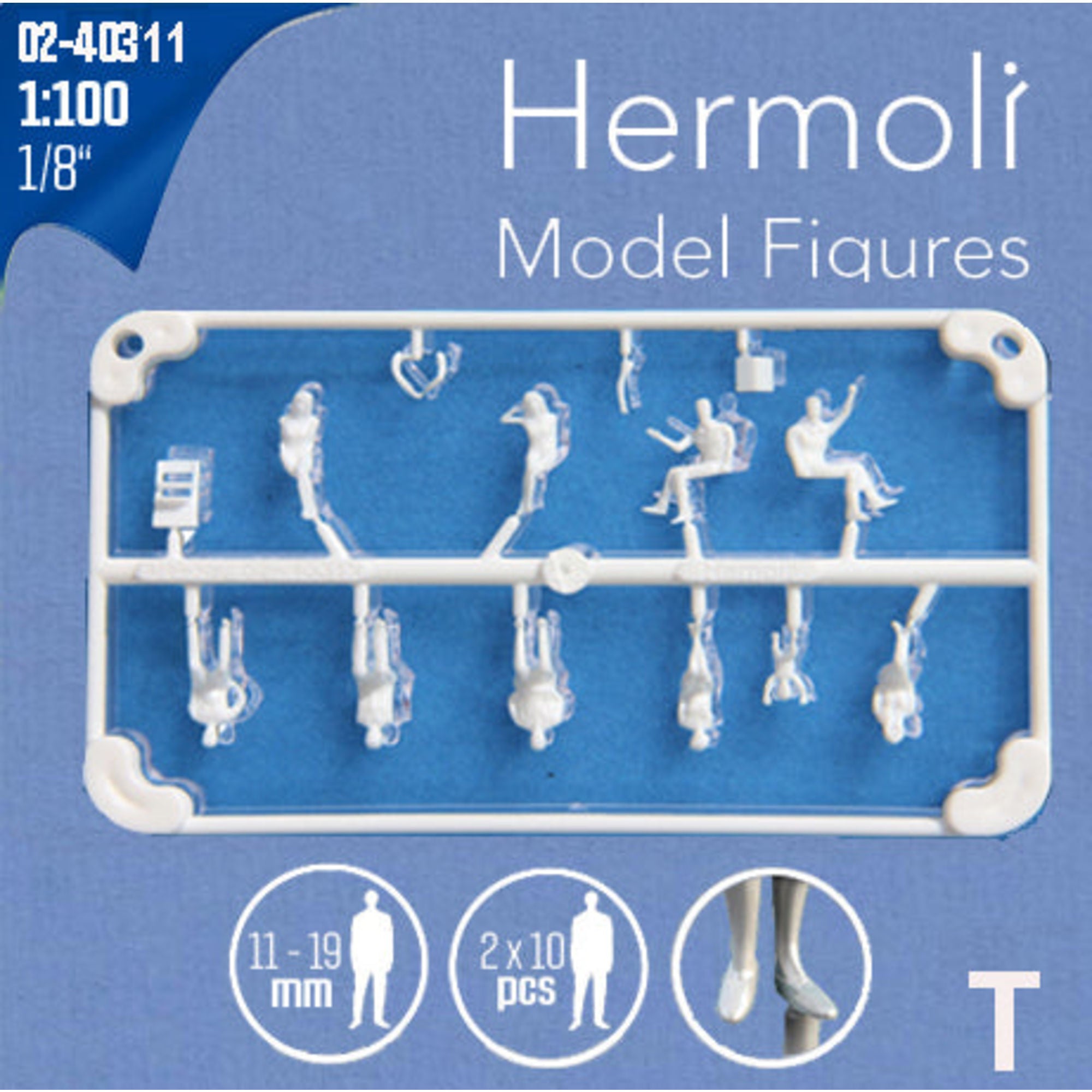 Sitting Figures (10 Types) (Hermoli), White, 1:100 (20 pcs)