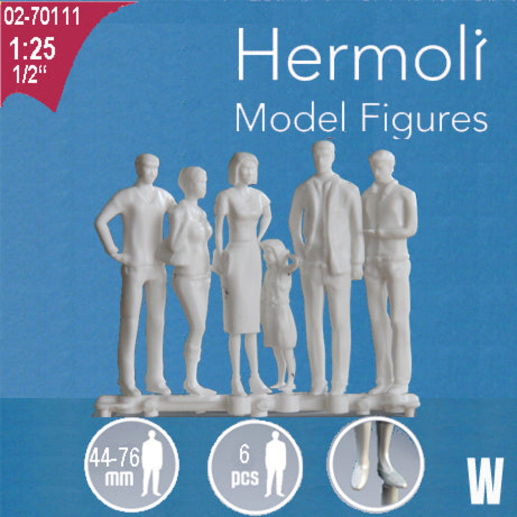 SCZ02-70111-6 [file:SCZ02-70111-6-1.jpg] Hermoli Standing Figures White 1:25 6 Types H = 75mm (6 pcs)