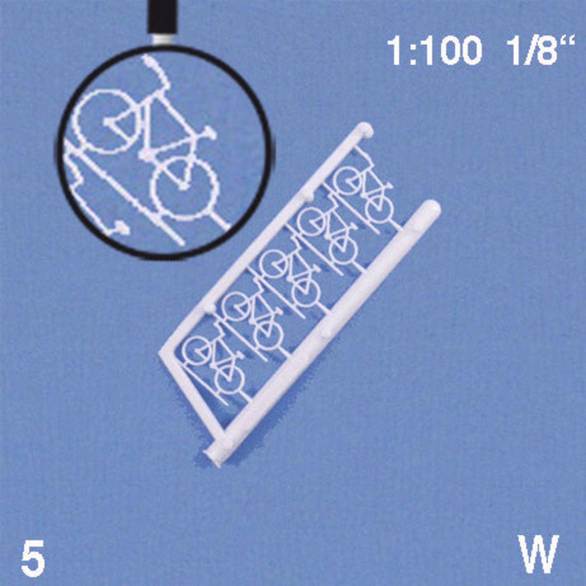 Bicycles, White, 1:100 (5 pcs)