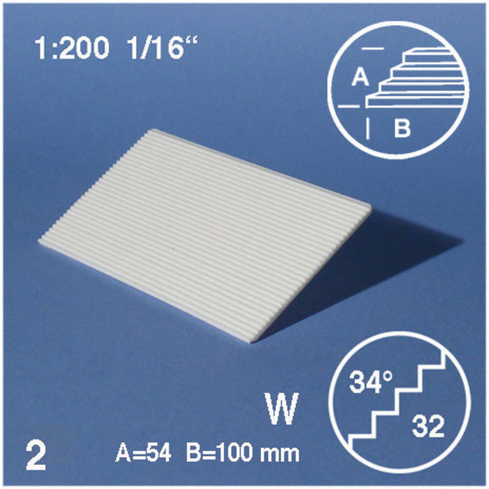 SCZ08-30111-2-1 Tread Plates Slope = 34 White 1:200 54 x 100mm S = 34 H = 0.9mm (2 pcs)