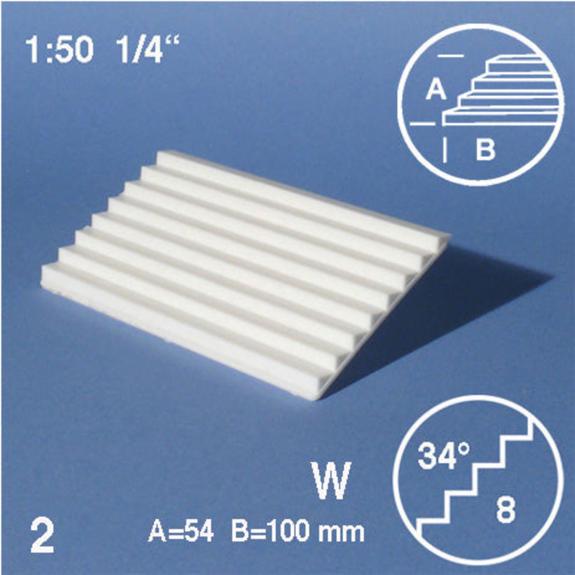 SCZ08-50111-2 [file:SCZ08-50111-2-1.jpg] Tread Plates Slope = 34 White 1:50 54 x 100mm S = 34 H = 3.7mm (2 pcs)