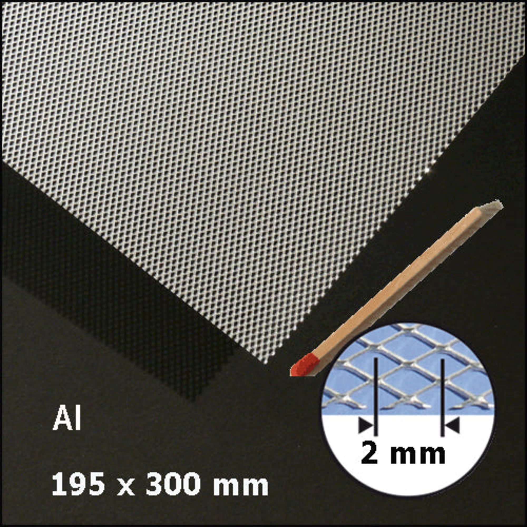 SCZ19-44200-1 [file:SCZ19-44200-1-1.jpg] Expanded Metal Aluminium Mesh Sheet, 190 x 290mm H = 0.4mm x W = 2.0mm