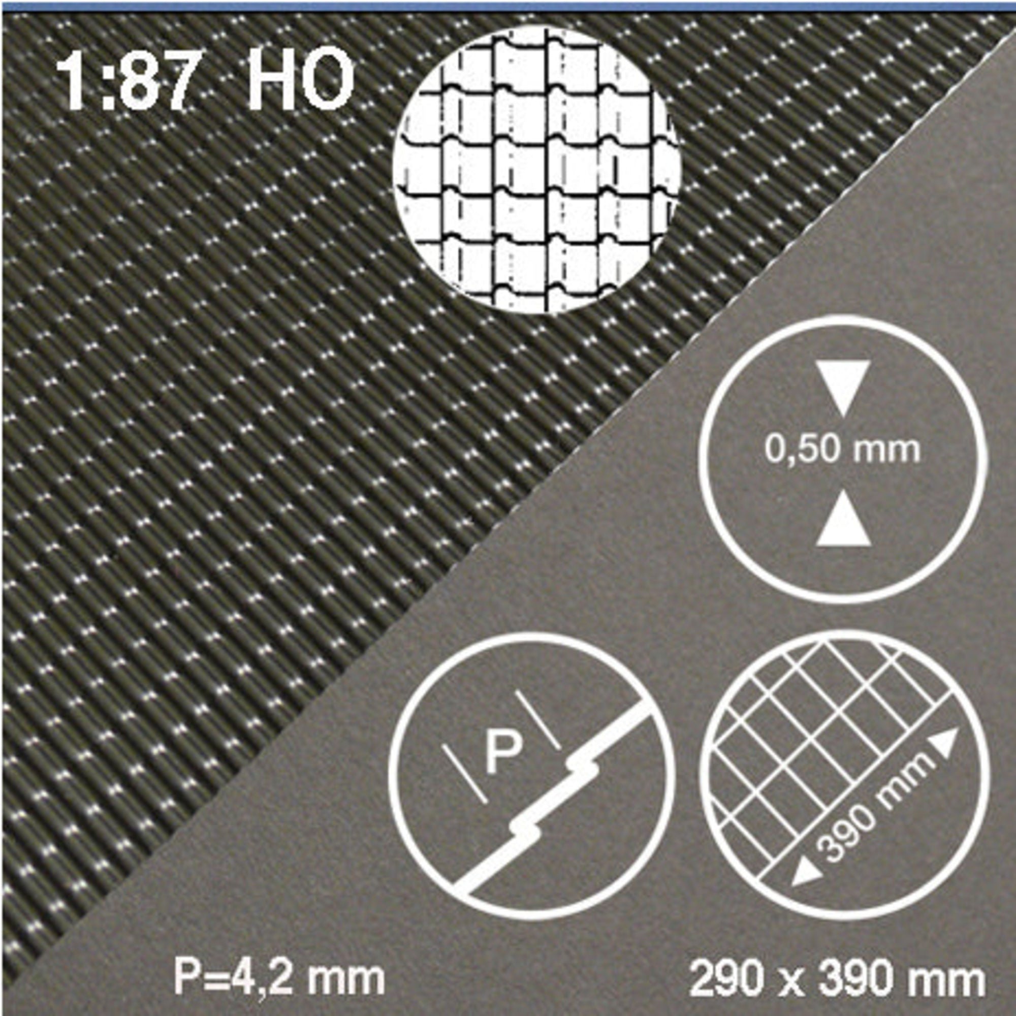 SCZ28-H0052-1 [file:SCZ28-H0052-1-1.jpg] Roof Tile Sheet Red 1:87 0.5 x 290 x 390mm Standard Tiles H = 4.2mm