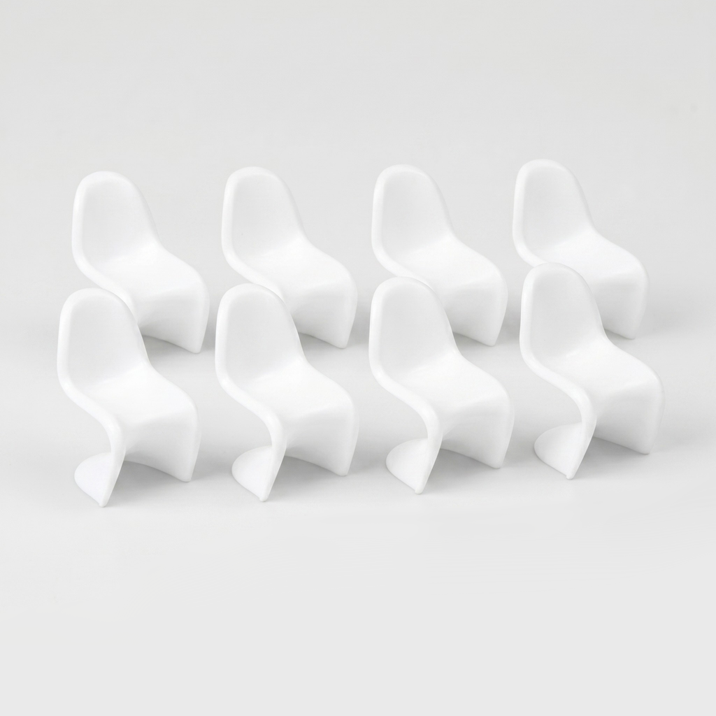Panton Chairs, White, 1:87 HO Scale (8 pcs)