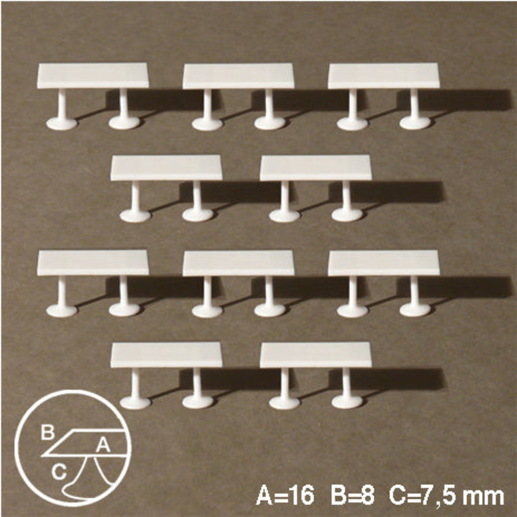 SCZ54-60221-10 [file:SCZ54-60221-10-1.jpg] Rectangular Tables 2 Legs White 1:100 H = 7.5mm 16 x 8mm (10 pcs)
