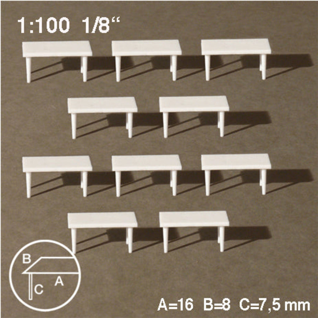 SCZ54-60241-10 [file:SCZ54-60241-10-1.jpg] Rectangular Tables White 1:100 H = 7.5mm 16 x 8mm (10 pcs)