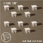 SCZ54-60741-10 [file:SCZ54-60741-10-1.jpg] Square Tables, White, 1:100 H = 7.5mm 8 x 8mm (10 pcs)