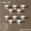 SCZ54-60821-10-1 Round Tables Central Leg White 1:100 H = 7.5mm D = 8mm (10 pcs)