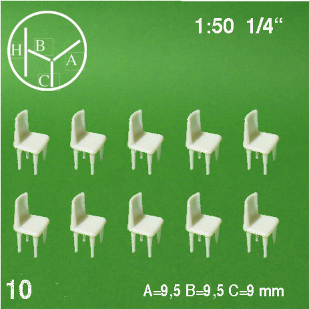 Dining Chairs, White, 1:50 (10 pcs)