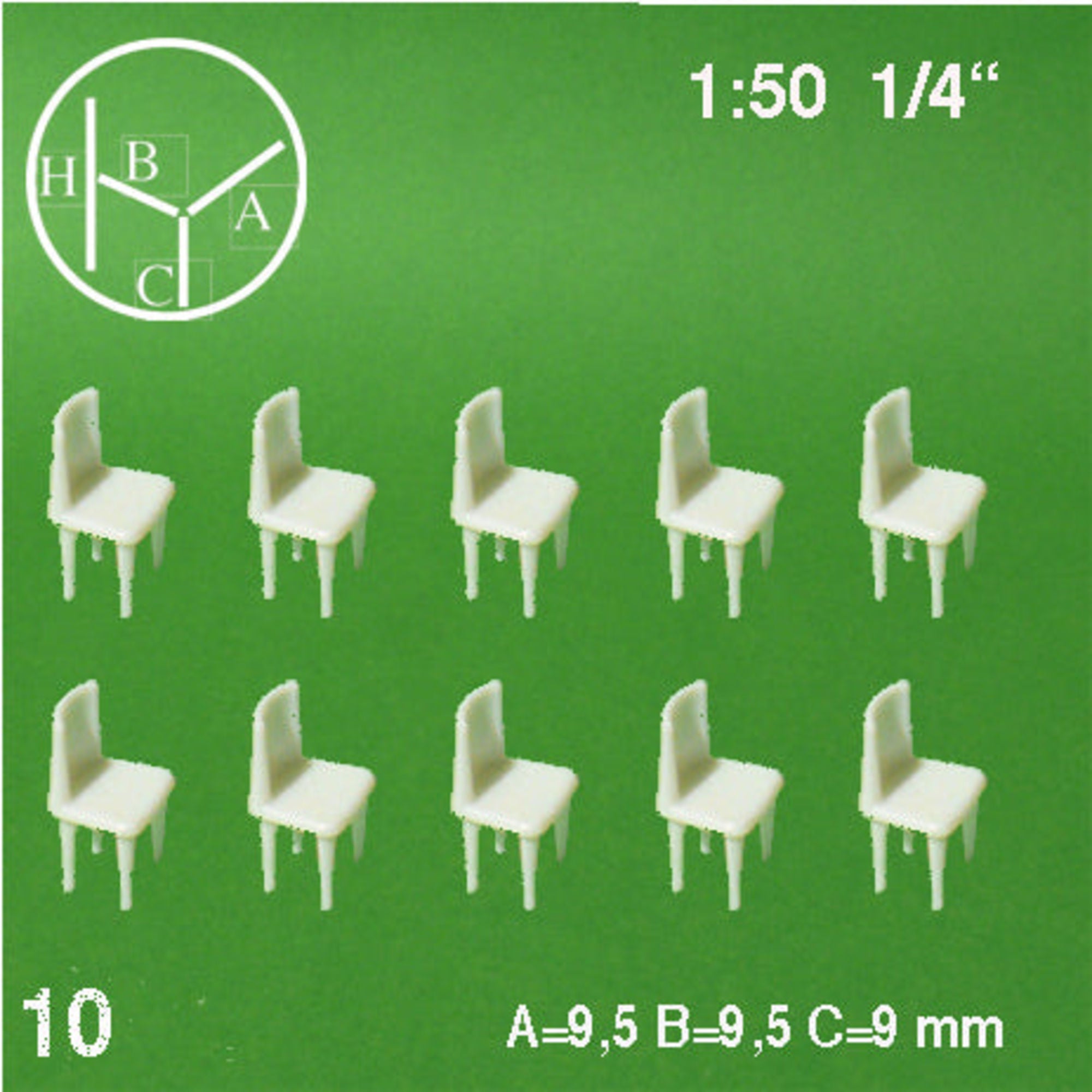 Dining Chairs, White, 1:50 (10 pcs)
