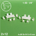 SCZ55-50106-2-1 Tables + 12 Chairs White 1:50 H = 15mm 39 x 19mm (2 pcs)