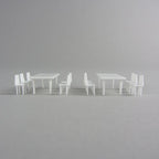 SCZ55-50106-2-2 [file:SCZ55-50106-2-2.jpg] Tables + 12 Chairs White 1:50 H = 15mm 39 x 19mm (2 pcs)