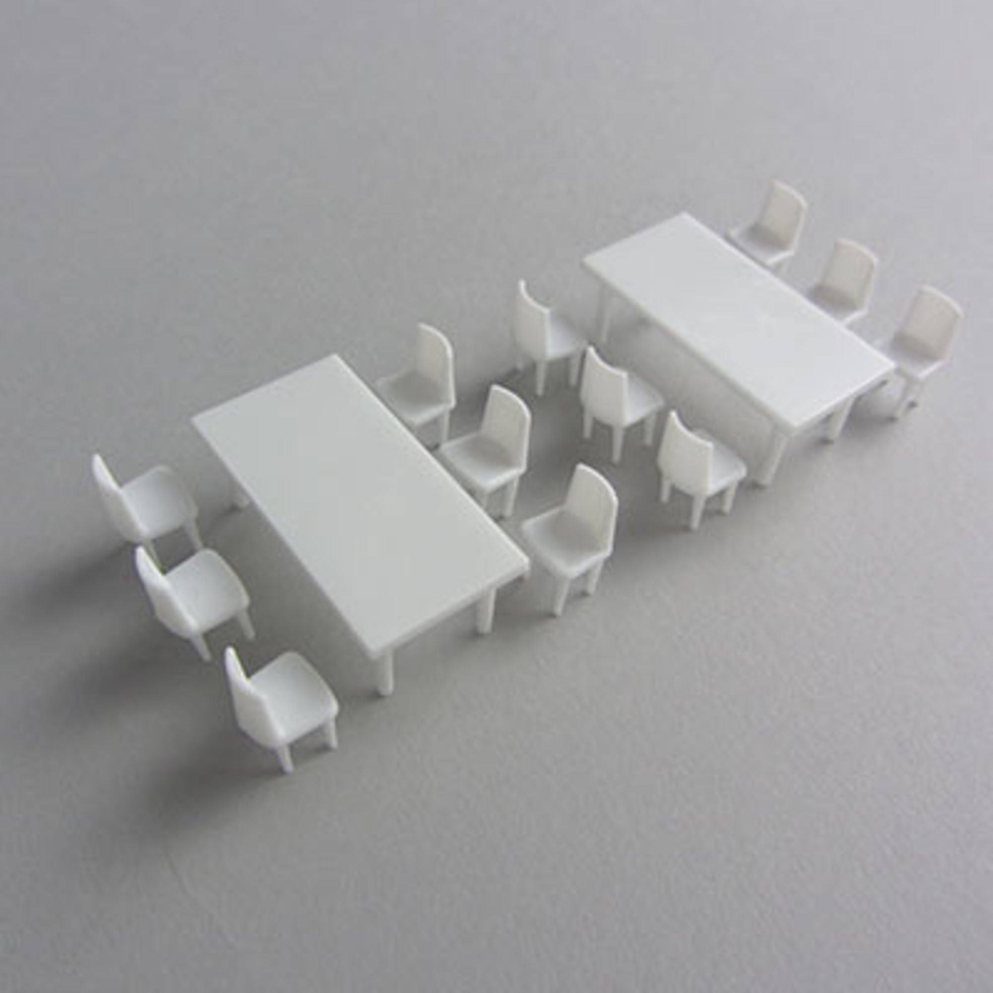 SCZ55-50106-2-3 Tables + 12 Chairs White 1:50 H = 15mm 39 x 19mm (2 pcs)