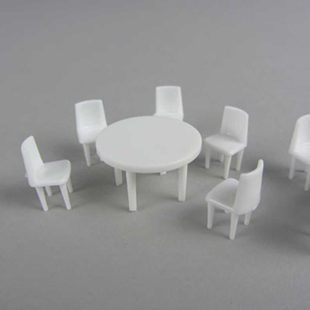 SCZ55-50805-2-5 [file:SCZ55-50805-2-5.jpg] Round Tables + 10 Chairs White 1:50 H = 15mm D = 24mm (2 pcs)