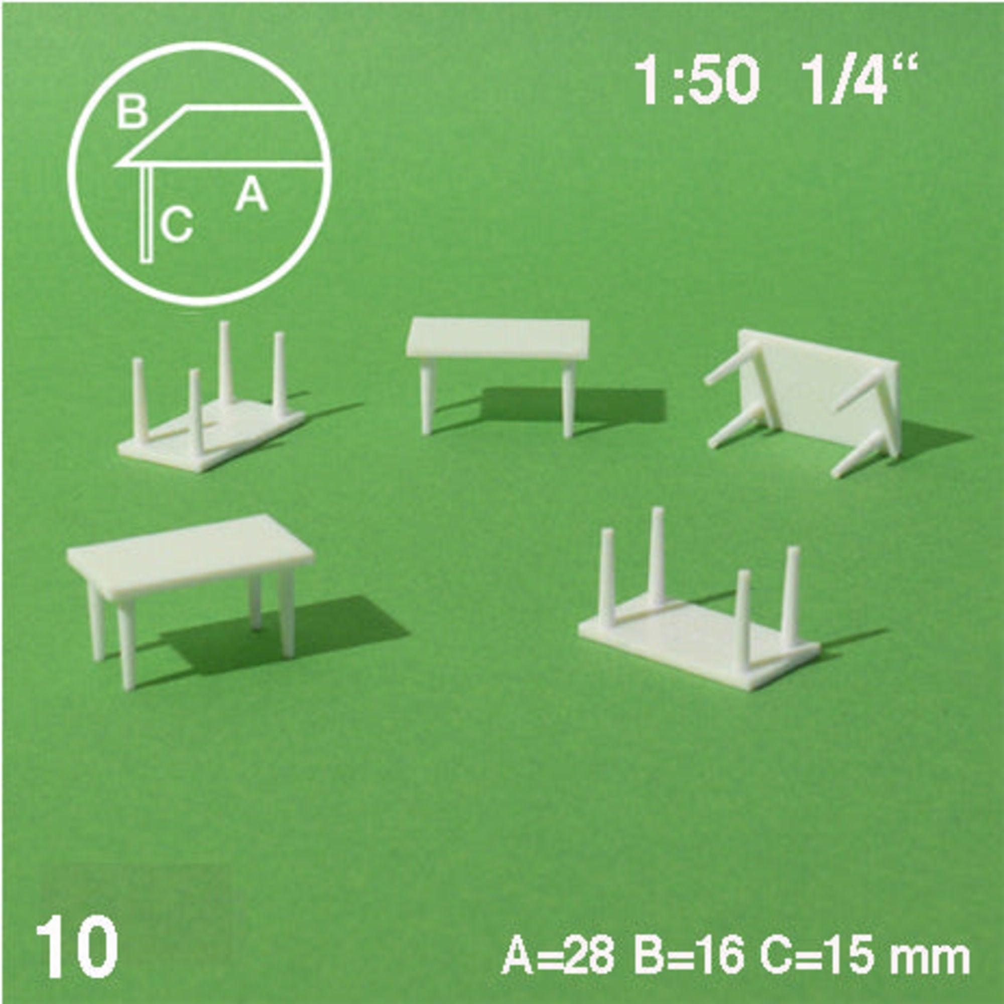 SCZ55-60301-10 [file:SCZ55-60301-10-1.jpg] Rectangular Tables White, 1:50, 15mm 28 x 16mm (10 pcs)
