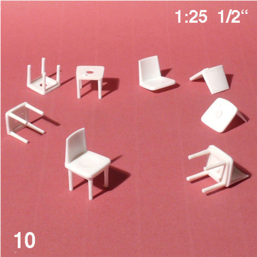 Chairs (Separated), White, 1:25 (10 pcs)