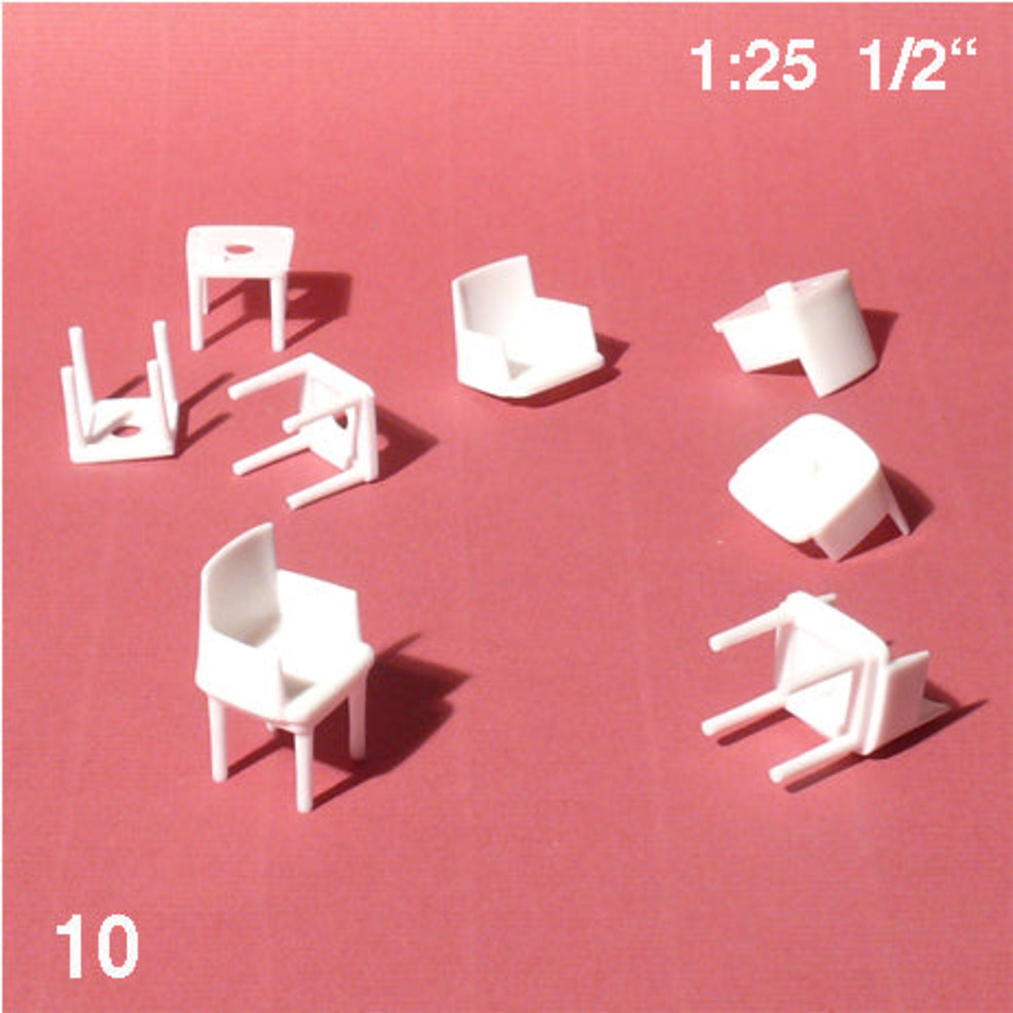 SCZ57-13031-10 [file:SCZ57-13031-10-1.jpg] Office Chairs W/ Arm Rests White 1:25 Separate Seat & Base (10 pcs)