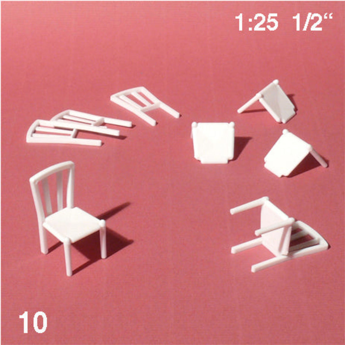 Kitchen Chairs (Slat), White, 1:25 (10 pcs)