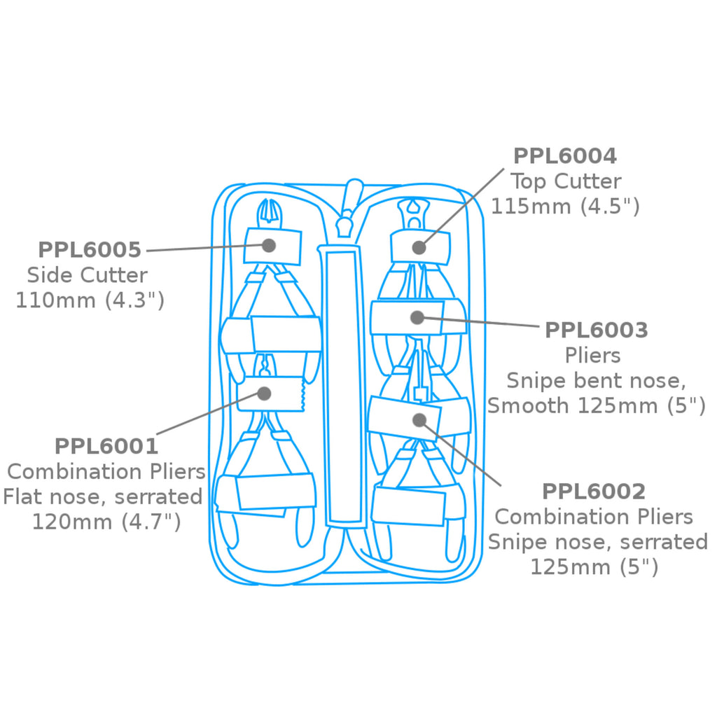 SHSPPL6000-4 [file:SHSPPL6000-4.jpg] Mini Plier Set & Case (5 pcs) (Ppl6000)