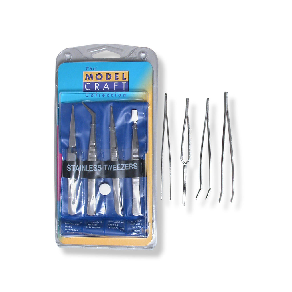 SHSPTW5000-5 4-Piece Stainless Steel Tweezers Set (PTW5000)