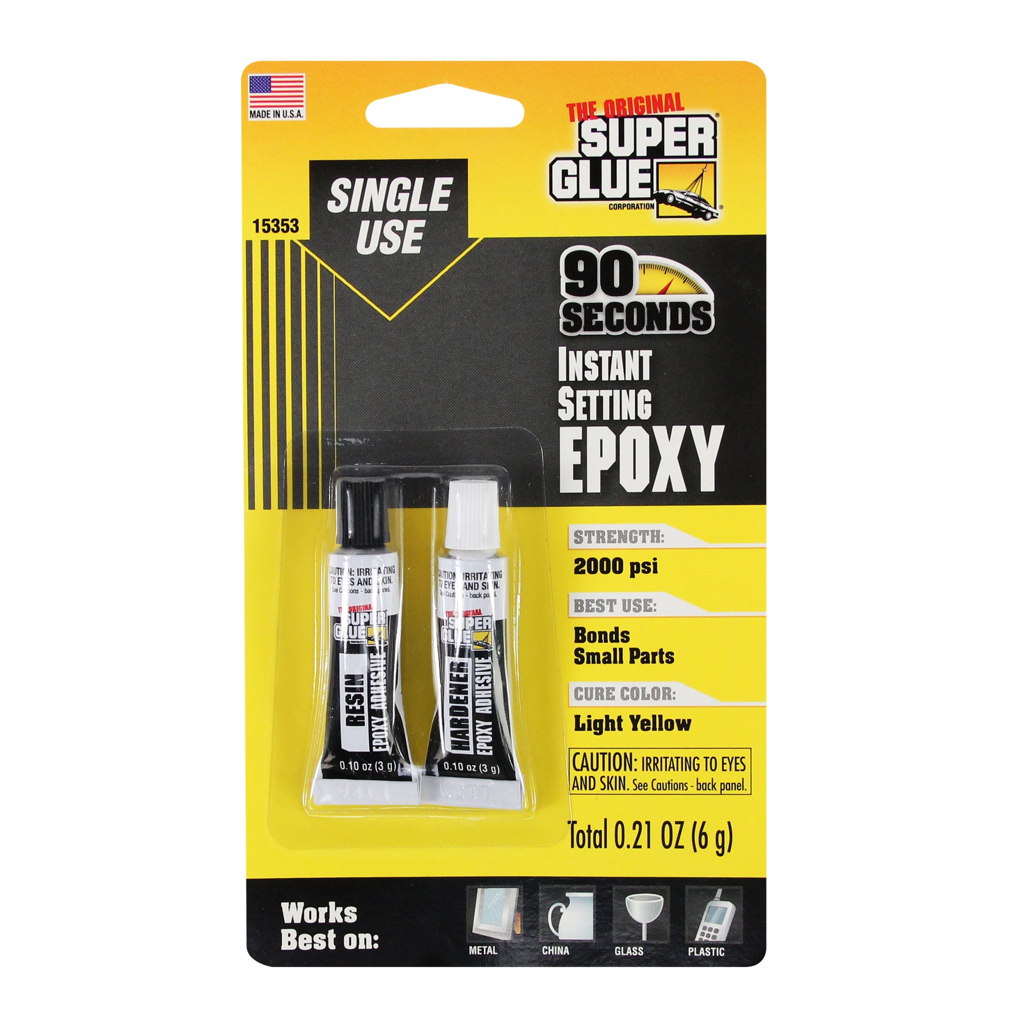 SUP15353 [file:SUP15353-1.jpg] 90 Second Instant Setting Epoxy Glue Single Use (0.21oz, 6g)