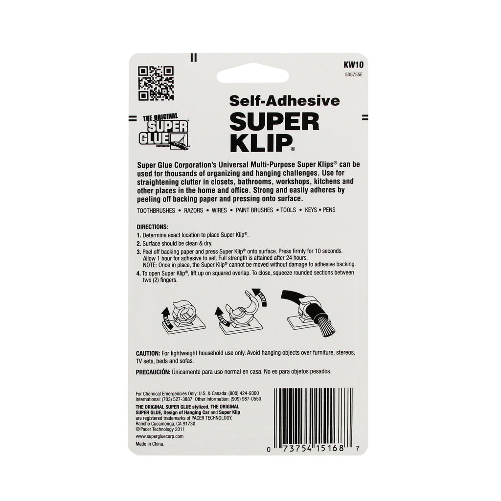 SUPKW10-2 [file:SUPKW10-2.jpg] Self Adhesive Super Klip (10/pkg)