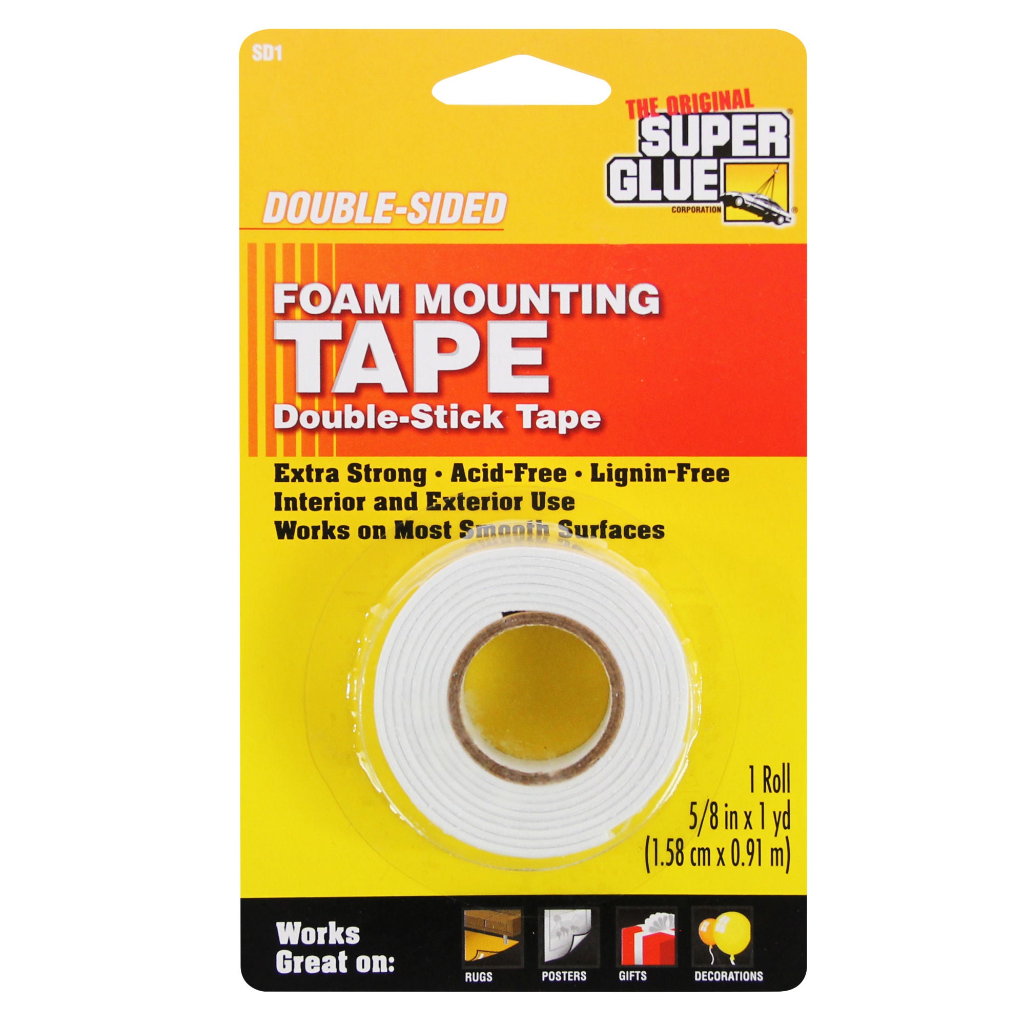 SUPSD1 [file:SUPSD1-1.jpg] Foam Mounting Tape, Double-Sided (5/8in x 36in)