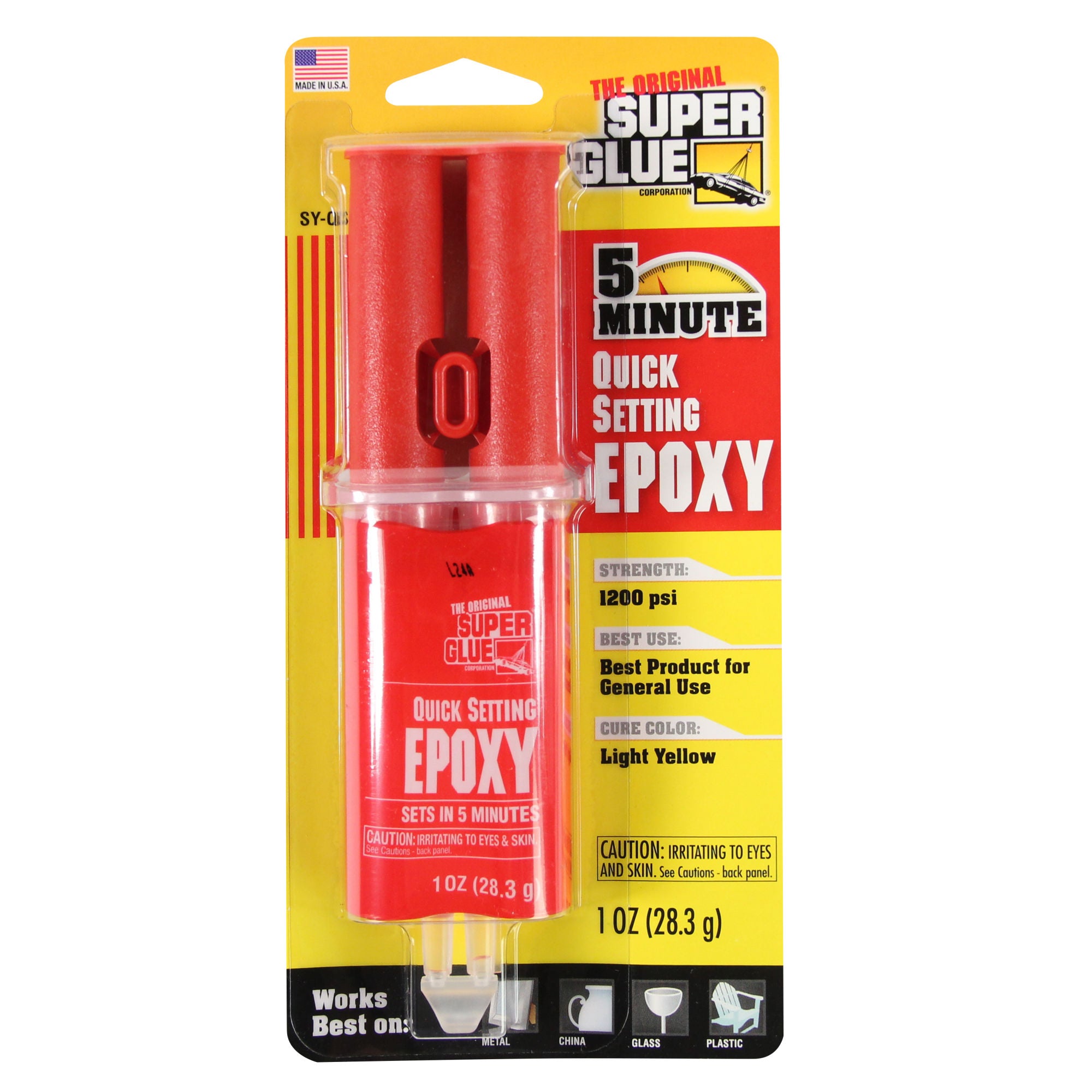 SUPSY-QS [file:SUPSY-QS-1.jpg] 5 Minute Quick Setting Epoxy Glue (1oz, 28.3g)