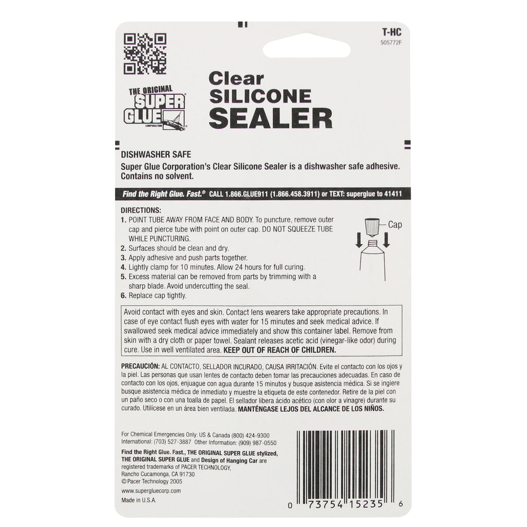 SUPT-HC-2 [file:SUPT-HC-2.jpg] Clear Silicone Sealer (1.5fl oz, 44.3ml)